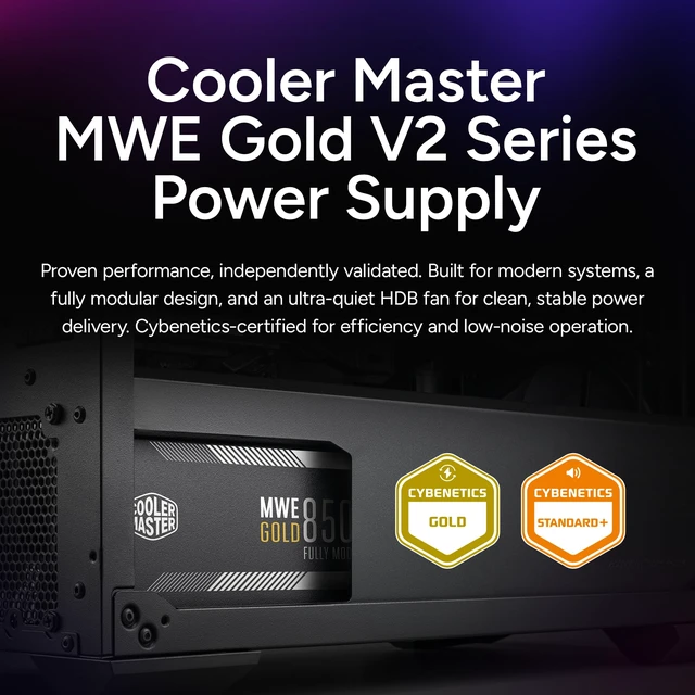 Alt view image 7 of 7 - Cooler Master MWE Gold 850 V2 Power Supply, Fully Modular | Certification Cybenetics Gold & Noise Standard +, 80 PLUS Gold, 850W, Semi-Fanless Low Noise, Fully Modular