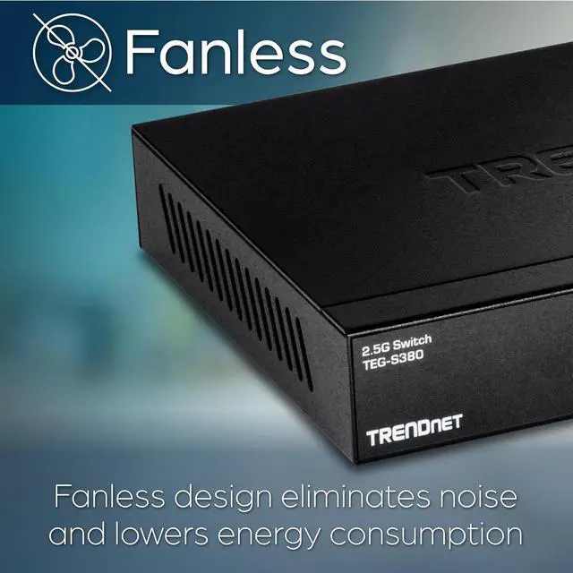 Alt view image 5 of 7 - 8-Port 2.5Gb Multi-Gigabit Unmanaged Gaming Switch, TEG-S380, 8 x 2.5GBASE-T Ports, 25Gbps Switching Capacity, Ethernet Splitter, NDAA & TAA Compliant, Fanless, Lifetime Protection, Black