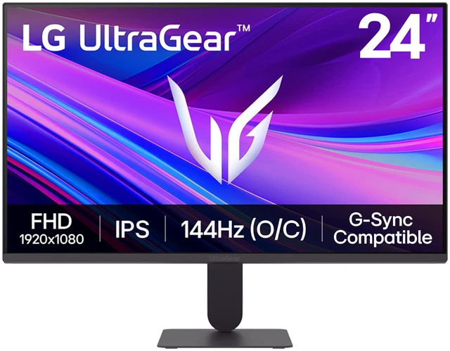 Main image of LG 24G411A-B 24-inch Ultragear Full HD (1920 x 1080) IPS Gaming Monitor, 144Hz (O/C), 1ms MBR, NVIDIA G-Sync Compatible, AMD FreeSync, HDR10, HDMI, DisplayPort, Slim Stand, Black