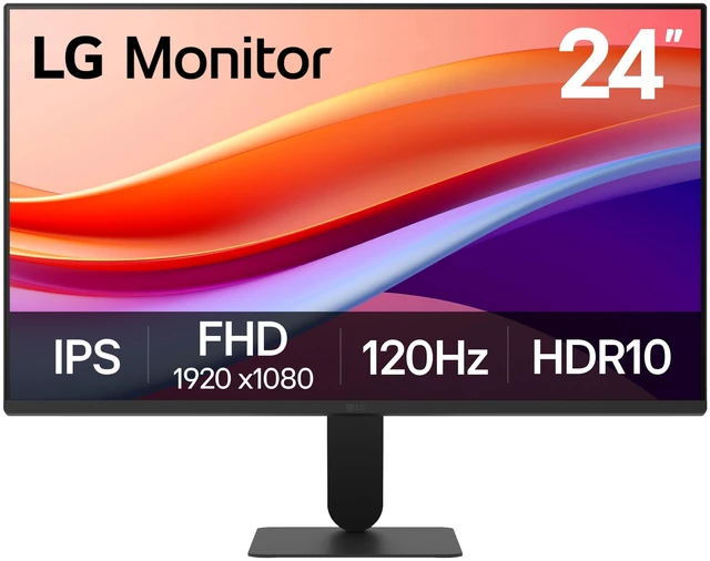 Main image of LG 24U411A-B 24-inch Full HD (1920 x 1080) IPS Computer Monitor, 120Hz, HDR10, Reader Mode, Flicker Safe, HDMI, Slim Stand Base, Black
