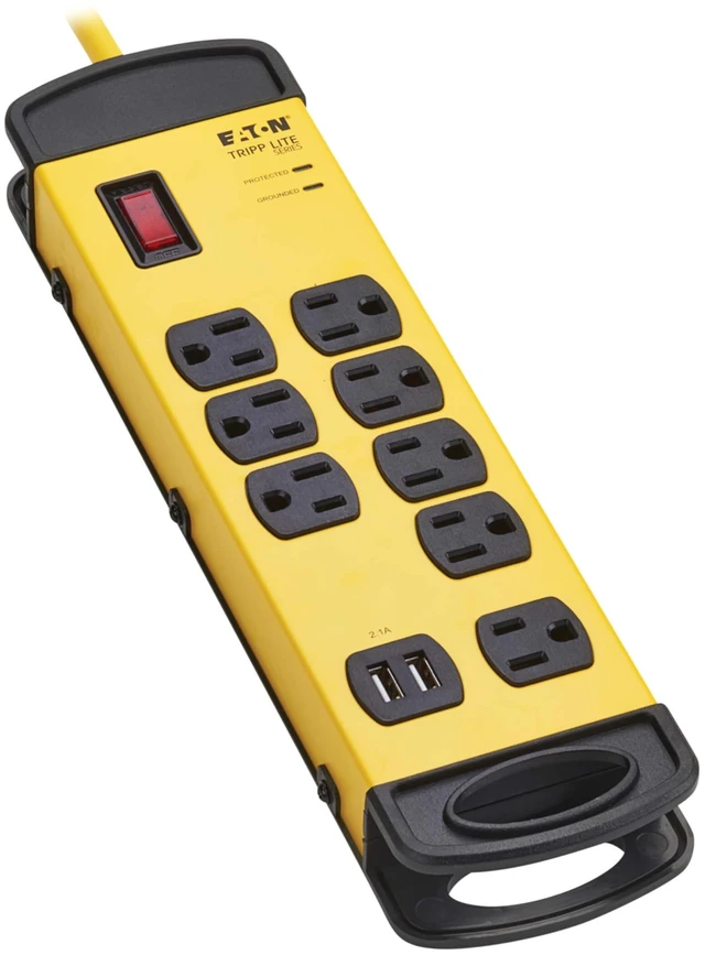 Main image of Eaton TLM825USB 25ft Long Cord Surge Protector with 2 USB Ports Heavy Duty Metal Power Strip, 8 Outlets, 1960 Joules, Manufacturer's & $75,000 Insurance