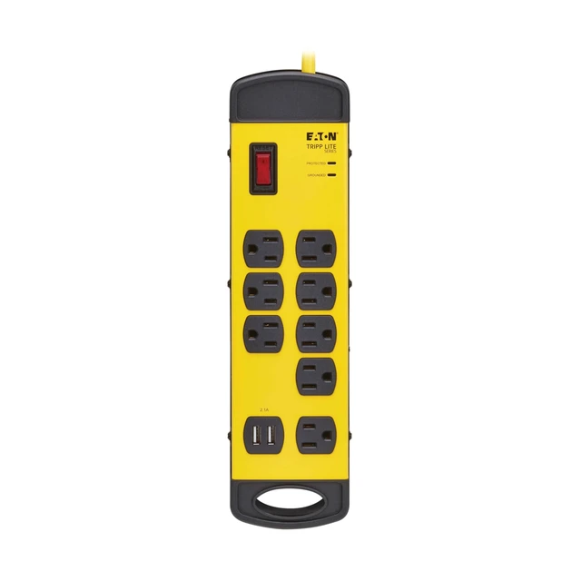 Alt view image 6 of 7 - Eaton TLM825USB 25ft Long Cord Surge Protector with 2 USB Ports Heavy Duty Metal Power Strip, 8 Outlets, 1960 Joules, Manufacturer's & $75,000 Insurance