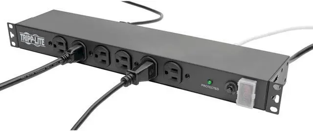 Alt view image 2 of 7 - 14-Outlet Rack Mount Surge Protector Power Strip PDU, 15A, 120V, 3000 Joules, 15ft Cord with 5-15P Plug, 1U Horizontal Rack Mount, Lifetime Manufacturer's Warranty (DRS-1215)