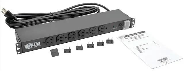 Alt view image 4 of 7 - 14-Outlet Rack Mount Surge Protector Power Strip PDU, 15A, 120V, 3000 Joules, 15ft Cord with 5-15P Plug, 1U Horizontal Rack Mount, Lifetime Manufacturer's Warranty (DRS-1215)