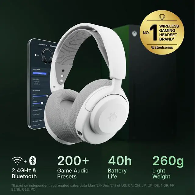 Alt view image 2 of 7 - Arctis Nova 3X Wireless Multi-Platform Gaming Headset Mobile App Control 40 HR Battery Neodymium Magnetic Drivers 2.4GHz/Bluetooth Xbox, PS5, PC, Switch, Mobile White