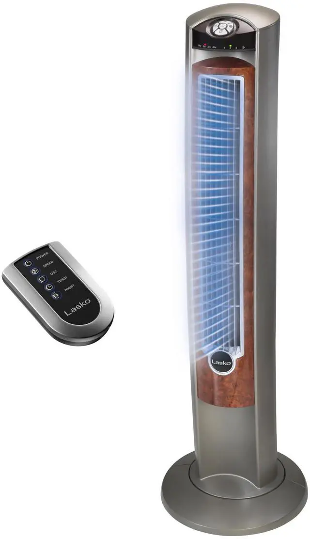 Alt view image 16 of 20 - Lasko 43" Wind Curve Nighttime Setting Tower Fan with Remote Control, Silverwood