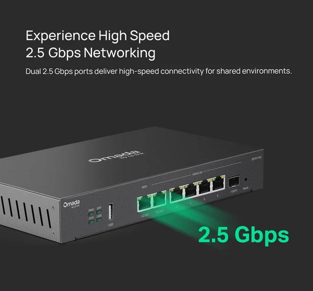 Alt view image 2 of 7 - Omada ER707-M2, Multi-Gigabit VPN Route Dual 2.5Gig WAN Ports, High Network Capacity, SPI Firewall, Omada SDN Integrated, Load Balance, Lightning Protection