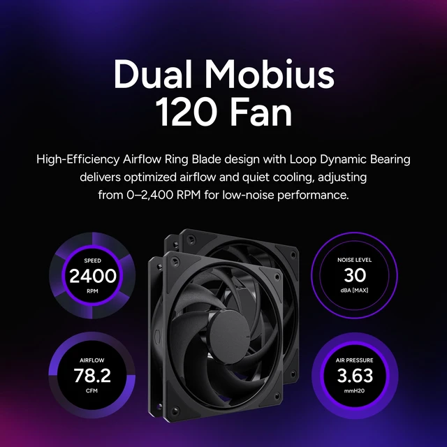 Alt view image 6 of 7 - Cooler Master Hyper 612 APEX SCHP CPU Air Cooler, Single-Tower Dual PWM Fan | AMD AM5/AM4 & Intel LGA1851/1700 Support Cooler, 6 SCHP, Quiet Cooling. Dual Mobuis 120P PWM Fans, 159mm