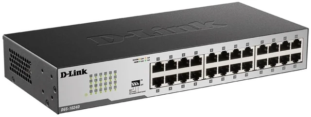 Main image of D-Link DGS-1024D, Ethernet Switch, 24 Port Gigabit Unmanaged Fanless Network Hub Desktop or Rack Mountable, Black