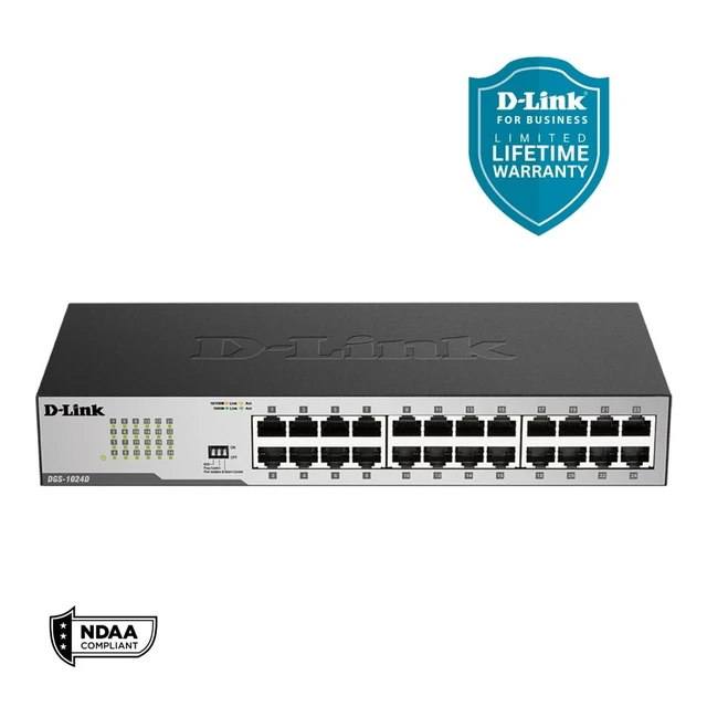 Alt view image 5 of 5 - D-Link DGS-1024D, Ethernet Switch, 24 Port Gigabit Unmanaged Fanless Network Hub Desktop or Rack Mountable, Black