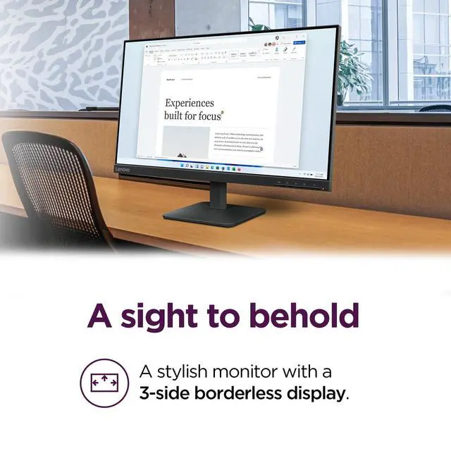 Alt view image 4 of 14 - Lenovo L24-4e - Office Monitor - 23.8" FHD IPS Display - 100Hz Refresh Rate - 4 ms MPRT - 99% sRGB - Raven Black - Tilt Stand