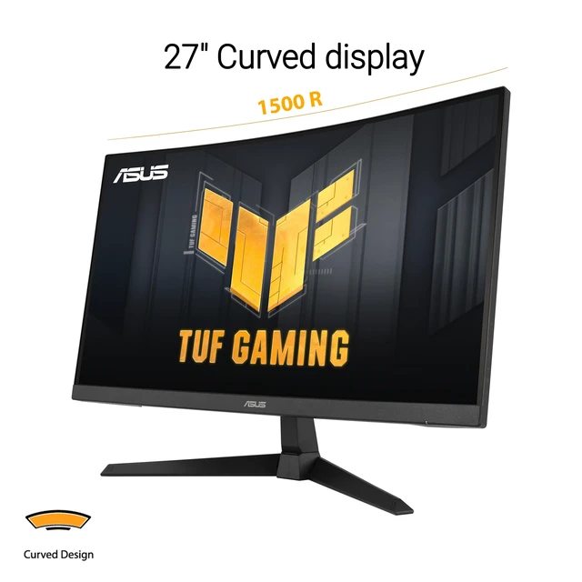 Alt view image 2 of 7 - TUF Gaming 27 1080P Curved Monitor (VG27VQM1B) Full HD, 1500R, 280Hz, 1ms, Extreme Low Motion Blur, FreeSync Premium, Shadow Boost, Eye Care, 90% DCI-P3, DisplayWidget Center