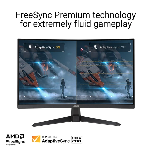 Alt view image 4 of 7 - TUF Gaming 27 1080P Curved Monitor (VG27VQM1B) Full HD, 1500R, 280Hz, 1ms, Extreme Low Motion Blur, FreeSync Premium, Shadow Boost, Eye Care, 90% DCI-P3, DisplayWidget Center