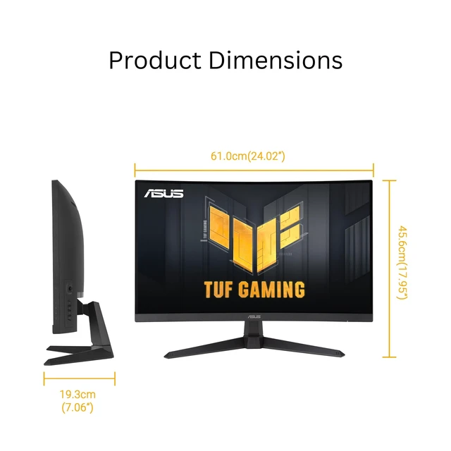 Alt view image 7 of 7 - TUF Gaming 27 1080P Curved Monitor (VG27VQM1B) Full HD, 1500R, 280Hz, 1ms, Extreme Low Motion Blur, FreeSync Premium, Shadow Boost, Eye Care, 90% DCI-P3, DisplayWidget Center