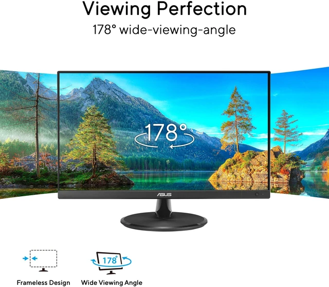Alt view image 2 of 7 - VP229Q 21.5 Monitor, 1080P Full HD, 75Hz, IPS, FreeSync/Adaptive-Sync, Eye Care, HDMI DisplayPort VGA, Frameless, VESA Wall Mountable Black