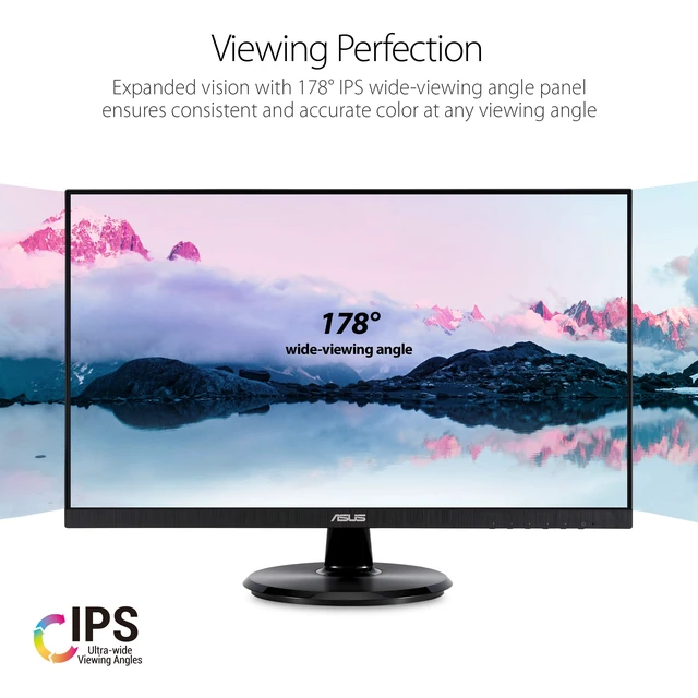 Alt view image 3 of 6 - VA24DQ 24 Inch 1080P Computer Monitor, HDMI, DisplayPort, VGA, Speaker IPS, Full HD, Adaptive-Sync/FreeSync, Eye Care, Low Blue Light, Frameless, Flicker Free, VESA Wall Mount, Tilt Adjustable