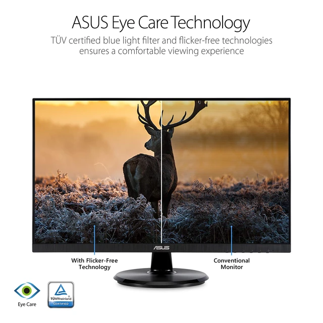 Alt view image 6 of 6 - VA24DQ 24 Inch 1080P Computer Monitor, HDMI, DisplayPort, VGA, Speaker IPS, Full HD, Adaptive-Sync/FreeSync, Eye Care, Low Blue Light, Frameless, Flicker Free, VESA Wall Mount, Tilt Adjustable