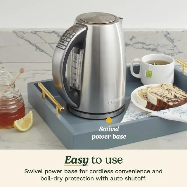 Alt view image 6 of 7 - Electric Kettle, 1500W Fast Heating, 6 Temp Presets, 1.7L | Bring water to a boil with PerfecTemp cordless electric tea kettle, includes auto shutoff & 360° base, CPK-17P1