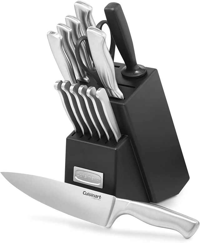 Main image of 15-Piece Stainless Steel Hollow Handle Block Set, C77SS-15PK | Kitchen knife set with high-carbon stainless steel blades, sharpening steel, household shears & wooden block, C77SS-15PK