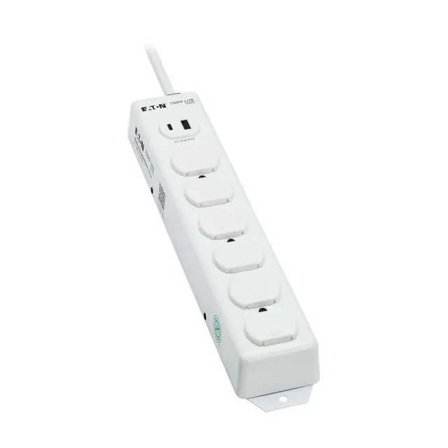 Alt view image 7 of 7 - Eaton Medical Hospital Power Strip with 2 USB Charging Ports, 6 Outlets + 6ft Cord, UL 1363 Certified Power Strip, Wall & Under-Desk Mount, Manufacturer's (PS-606-HGUSB)
