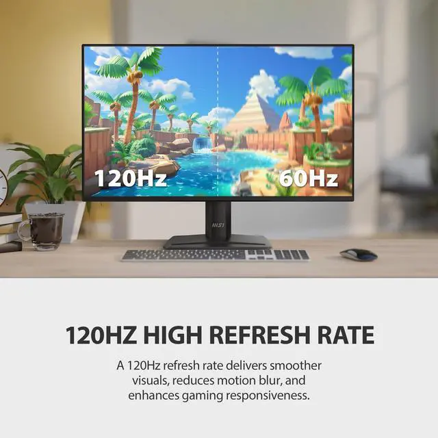 Alt view image 3 of 6 - PRO MP252 E2 24.5-inch IPS 1920 x 1080 (FHD) Gaming Office Monitor, 120Hz, Adaptive-Synch, HDR Ready, HDMI, VGA Port, Display Port,VESA Mountable, Tilt, Speaker, 4-Side Slim Bezel, 1ms, Black