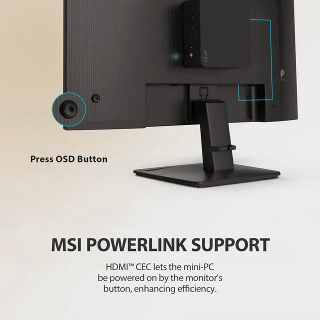 Alt view image 6 of 6 - PRO MP252 E2 24.5-inch IPS 1920 x 1080 (FHD) Gaming Office Monitor, 120Hz, Adaptive-Synch, HDR Ready, HDMI, VGA Port, Display Port,VESA Mountable, Tilt, Speaker, 4-Side Slim Bezel, 1ms, Black