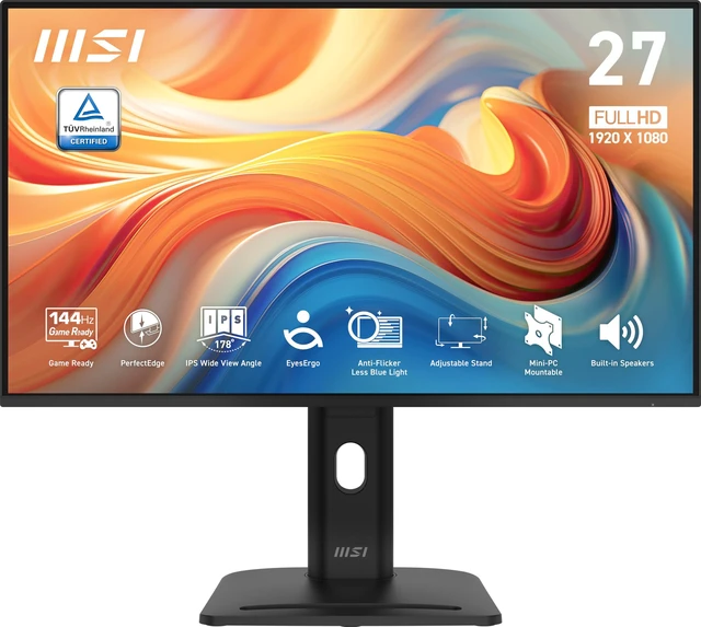 Main image of PRO MP275PG E14 27-inch IPS 1920 x 1080 (FHD) Gaming Office Monitor, 144Hz, Free-Sync, HDMI, DisplayPort, VGA Port, VESA Mountable, Height Adjustable, Tilt, Speaker, 4-Side Slim Bezel 1ms, Black