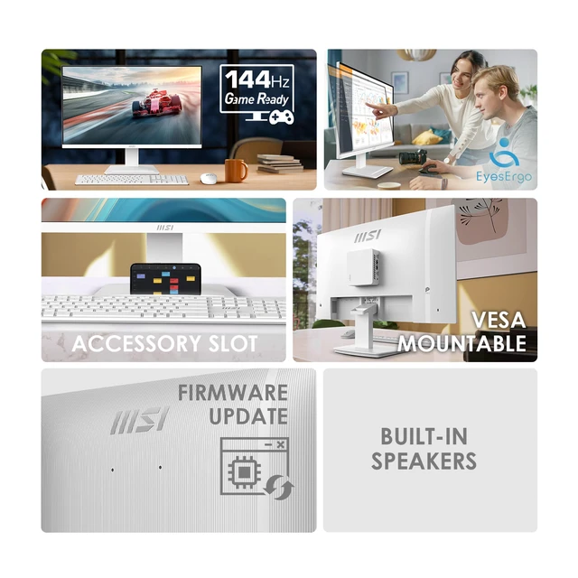 Alt view image 3 of 7 - PRO MP273QW E14 27-inch IPS 2560 x 1440 (QHD) Computer Monitor, 144Hz,Free-Sync, HDMI, DP Port, VESA Mountable, Tilt, Speaker, 1ms, White