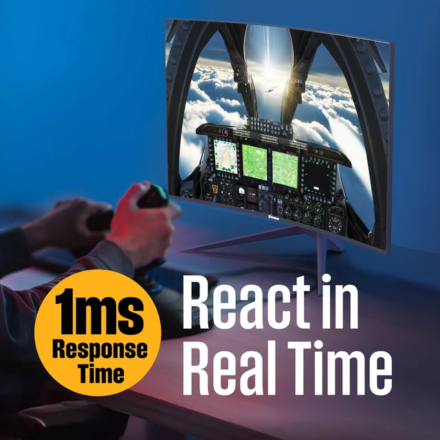Alt view image 6 of 7 - 24 Inch Curved Gaming Monitor, 165Hz, 1ms, FHD 1080P, 3000:1 Contrast Ratio, 110% sRGB, 1500R, AMD FreeSync, Eyecare, for PC Games with Built-in Speakers, VESA, DisplayPort, HDMI