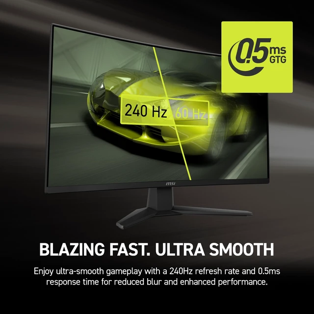 Alt view image 4 of 4 - MAG 274CF X24 27-inch 1920 x 1080 (FHD) Gaming Monitor, 240Hz, AMD FreeSync Premium, HDR Ready, HDMI, VGA Port, VESA, Tilt, 0.5ms, Black