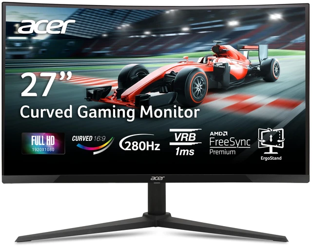 Main image of Nitro 27in FHD 1920x1080 Curved 280Hz Gaming Monitor XZ270 Zbmiiphx 1ms, AMD FreeSync Premium, sRGB 99%, 2xHDMI, DisplayPort, 1500R Curve, Ergo Stand, Speaker, VESA Mountable