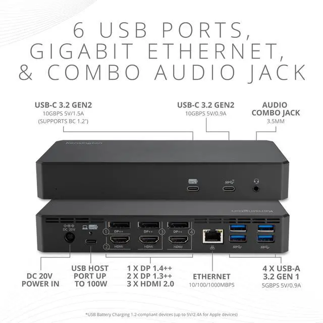 Alt view image 5 of 7 - SD4790P USB-C Quad 4K Displaylink Docking Station, 100W Charging, 3 x DisplayPort, 3 x HDMI, for Windows/macOS/ChromeOS (K33610NA)
