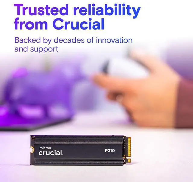 Alt view image 5 of 6 - Crucial P310 2280 1TB PCIe Gen4 NVMe Gaming PS5 SSD with Heatsink, Up to 7,100MB/s, PlayStation5, Laptop & Desktop (PC) Compatible, Solid State Drive - CT1000P310SSD5-01