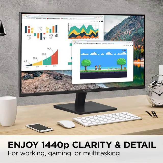 Alt view image 2 of 6 - VA2715-2K-MHD 27 Inch 1440p Monitor, LED Display with Adaptive Sync for High-Resolution Home and Office Work, HDMI, and DisplayPort Inputs