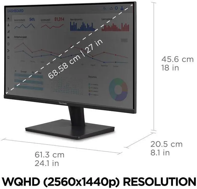 Alt view image 4 of 6 - VA2715-2K-MHD 27 Inch 1440p Monitor, LED Display with Adaptive Sync for High-Resolution Home and Office Work, HDMI, and DisplayPort Inputs