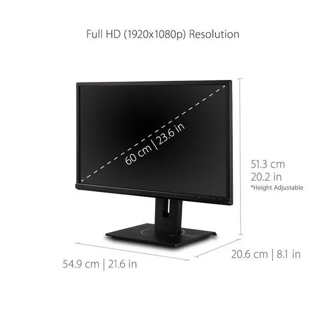 Alt view image 3 of 7 - VG2440 24 Inch 1080p Monitor, VA Display for Smooth Home and Office Productivity, Advanced Ergonomics, HDMI, DisplayPort, VGA, and USB Inputs