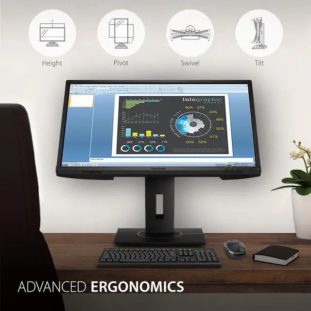 Alt view image 2 of 7 - VG2440 24 Inch 1080p Monitor, VA Display for Smooth Home and Office Productivity, Advanced Ergonomics, HDMI, DisplayPort, VGA, and USB Inputs