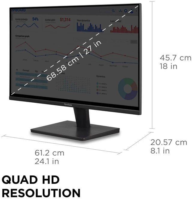 Alt view image 6 of 7 - VS2725-2K 27 Inch 1440p Computer Monitor, QHD 100Hz Display HDMI, DisplayPort, Variable Refresh Rate, Eye Care, Frameless, Home Office, Laptop, PC, Mac, Anti Glare, 1ms, 1.07B Colors