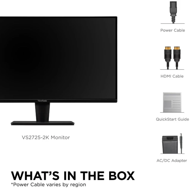 Alt view image 7 of 7 - VS2725-2K 27 Inch 1440p Computer Monitor, QHD 100Hz Display HDMI, DisplayPort, Variable Refresh Rate, Eye Care, Frameless, Home Office, Laptop, PC, Mac, Anti Glare, 1ms, 1.07B Colors