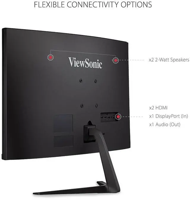 Alt view image 6 of 6 - VX2718-2KPC-MHD 27 Inch 1440p Curved Gaming Monitor, 180Hz and 1ms for Smooth Gameplay, FreeSync Premium and Eye Care Technology for Comfortable Viewing, HDMI, and DisplayPort Inputs