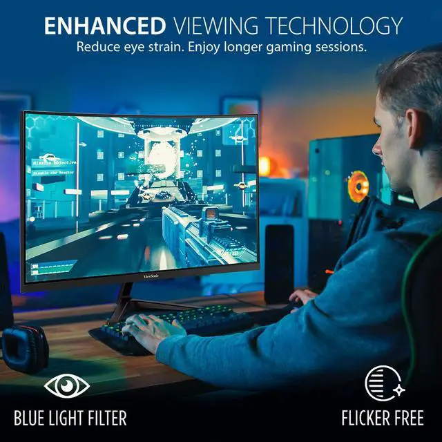 Alt view image 4 of 6 - VX2718-2KPC-MHD 27 Inch 1440p Curved Gaming Monitor, 180Hz and 1ms for Smooth Gameplay, FreeSync Premium and Eye Care Technology for Comfortable Viewing, HDMI, and DisplayPort Inputs