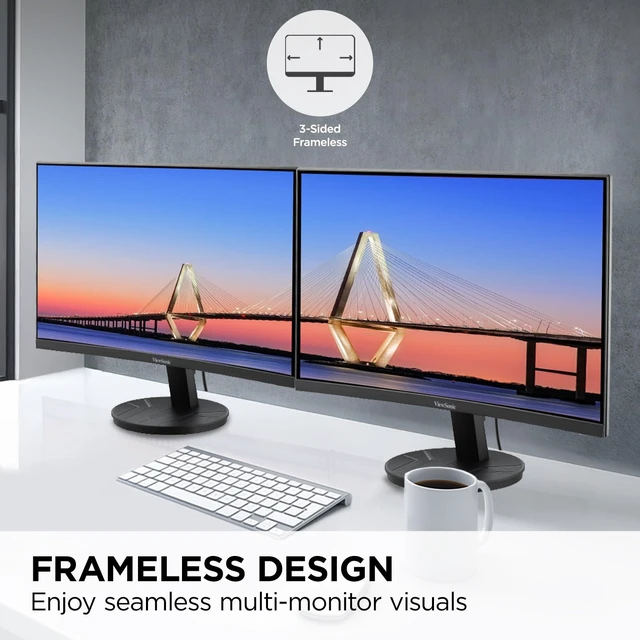 Alt view image 4 of 7 - VA2416C 24 Inch 1080p Curved Computer Monitor, 100Hz, HDMI Variable Refresh Rate, Frameless, Dual Speakers, DisplayPort, Eye Care, Home Office, Laptop, PC, Mac, Anti Glare, 4ms, Curve