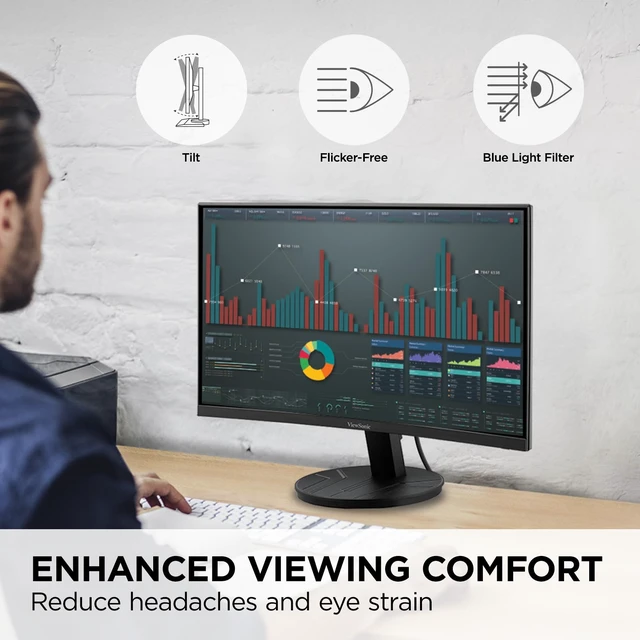 Alt view image 5 of 7 - VA2416C 24 Inch 1080p Curved Computer Monitor, 100Hz, HDMI Variable Refresh Rate, Frameless, Dual Speakers, DisplayPort, Eye Care, Home Office, Laptop, PC, Mac, Anti Glare, 4ms, Curve