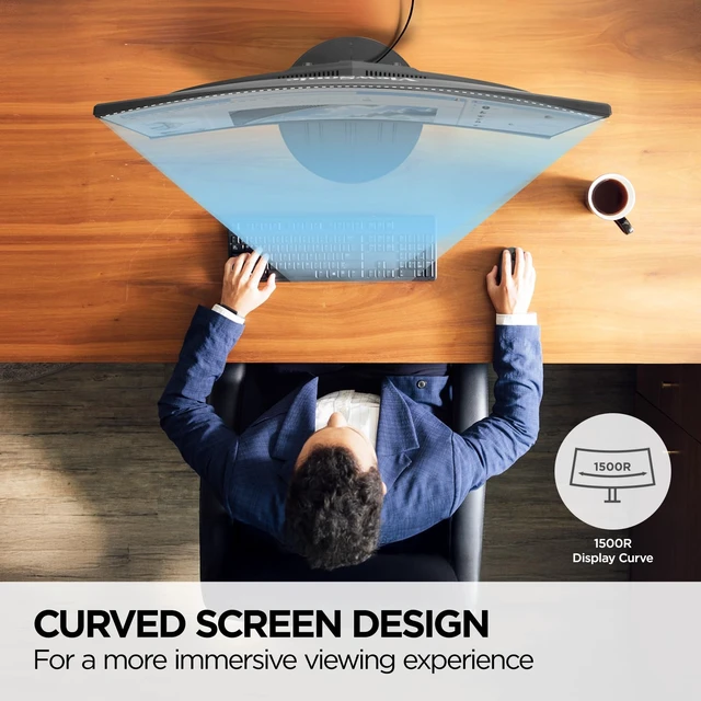 Alt view image 3 of 7 - VA2416C 24 Inch 1080p Curved Computer Monitor, 100Hz, HDMI Variable Refresh Rate, Frameless, Dual Speakers, DisplayPort, Eye Care, Home Office, Laptop, PC, Mac, Anti Glare, 4ms, Curve