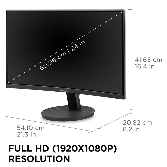 Alt view image 6 of 7 - VA2416C 24 Inch 1080p Curved Computer Monitor, 100Hz, HDMI Variable Refresh Rate, Frameless, Dual Speakers, DisplayPort, Eye Care, Home Office, Laptop, PC, Mac, Anti Glare, 4ms, Curve