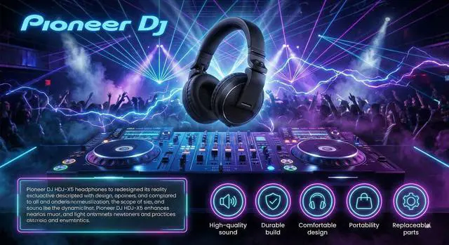 Alt view image 3 of 7 - Pioneer DJ HDJ-X5 Over-Ear DJ Headphones - Black Bundle with Case and Austin Bazaar Polishing Cloth