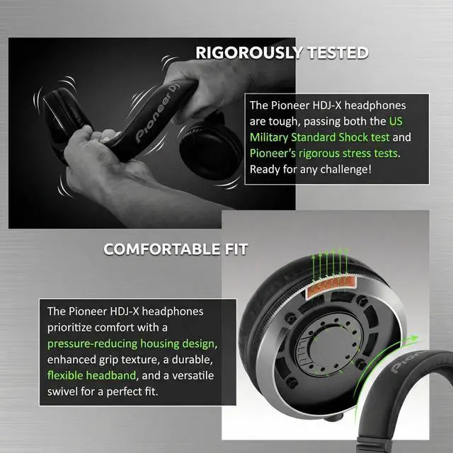 Alt view image 4 of 7 - Pioneer DJ HDJ-X5 Over-Ear DJ Headphones - Black Bundle with Case and Austin Bazaar Polishing Cloth