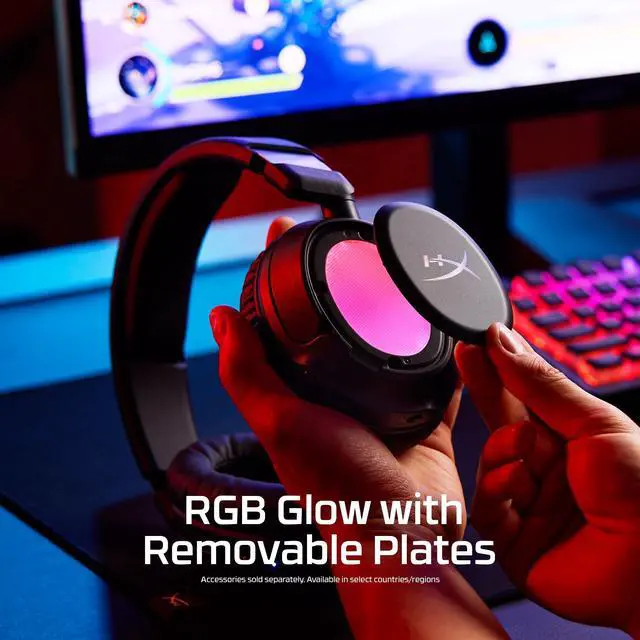 Alt view image 2 of 7 - HyperX Cloud Flight 2 Wireless Gaming Headset, Customizable RGB Lighting with Removable Earcup Plates, up to 100 Hours of Battery Life, 2.4GHz & Bluetooth, Multi-Platform Compatibility - Black