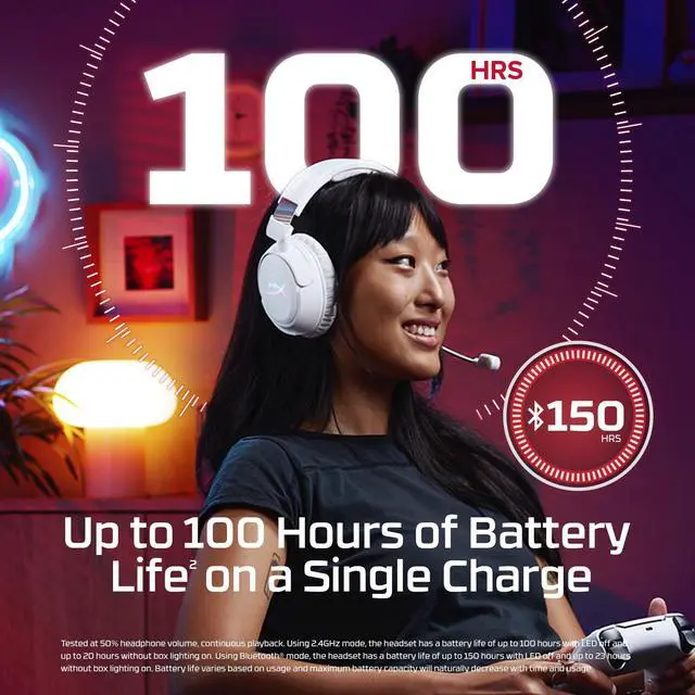 Alt view image 3 of 7 - HyperX Cloud Flight 2 Wireless Gaming Headset, Customizable RGB Lighting with Removable Earcup Plates, up to 100 Hours of Battery Life, 2.4GHz & Bluetooth, Multi-Platform Compatibility - Black