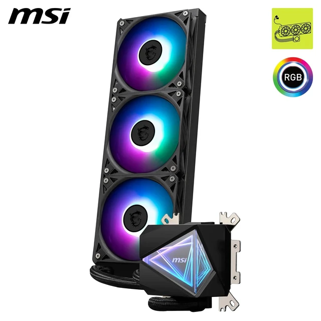 Alt view image 3 of 12 - MSI MAG CORELIQUID I360 AIO CPU Liquid Cooler - Enlarged Copper Cold Plate, ARGB Blockhead & LDB Fans, Dual-Chamber Water Block, Split-Flow Radiator, Mystic Light Supported - Intel & AMD Compatible